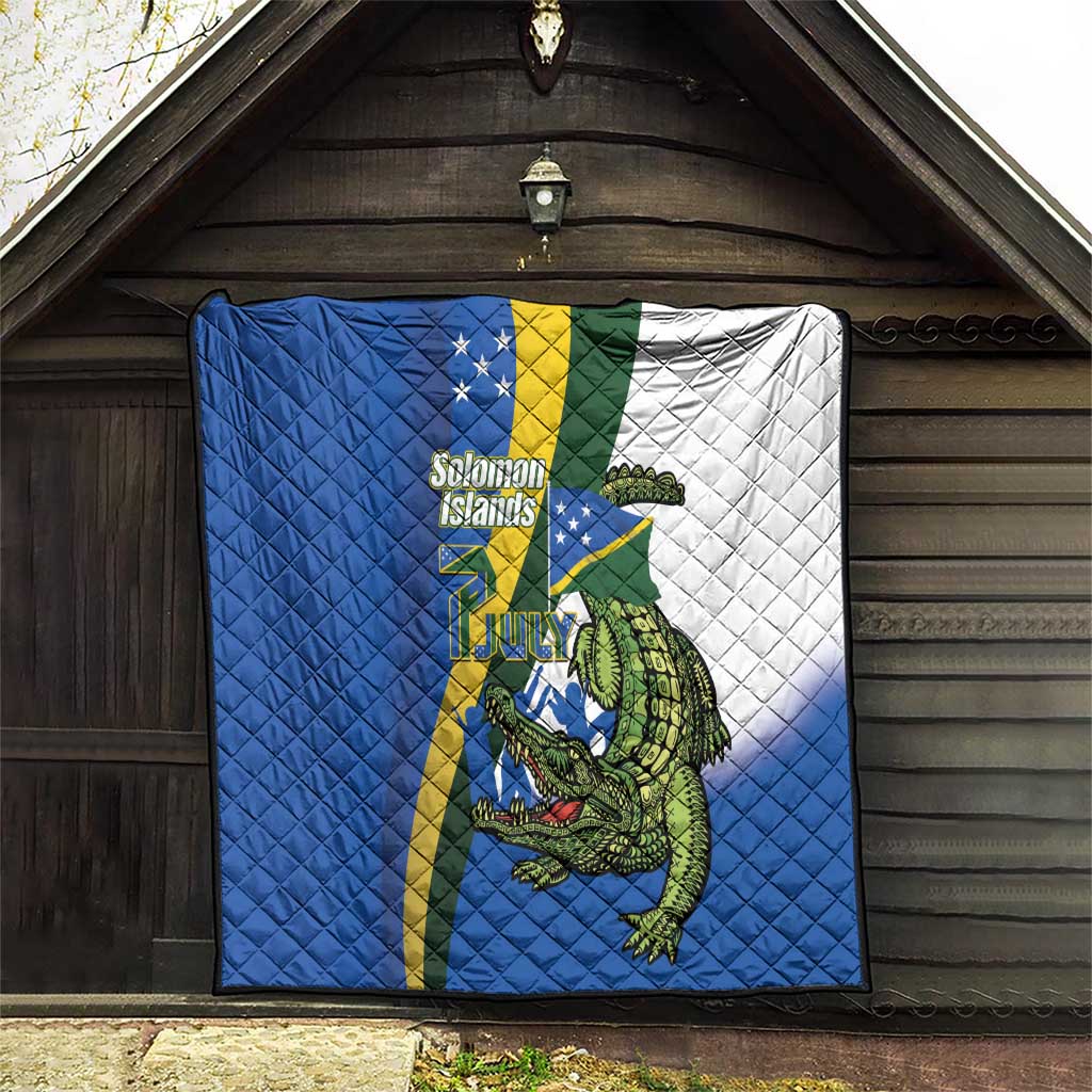 Solomon Islands Independence Day Quilt Happy 7 July Crocodile Flag Style LT14 - Polynesian Pride