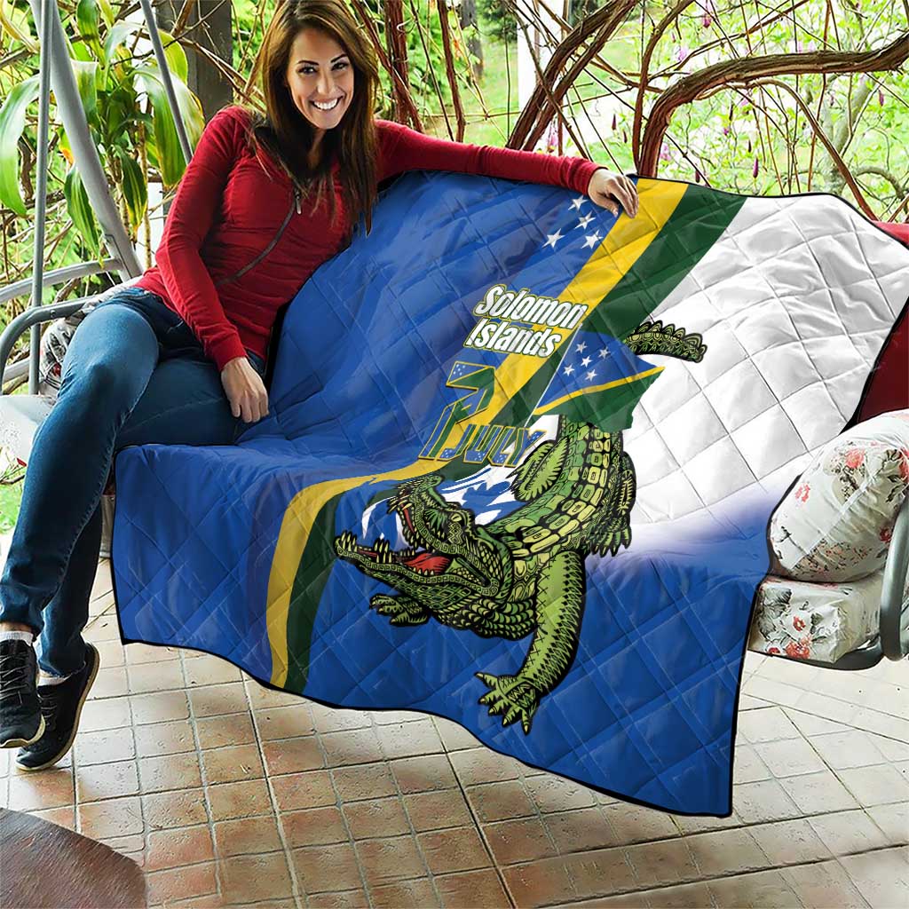 Solomon Islands Independence Day Quilt Happy 7 July Crocodile Flag Style LT14 - Polynesian Pride