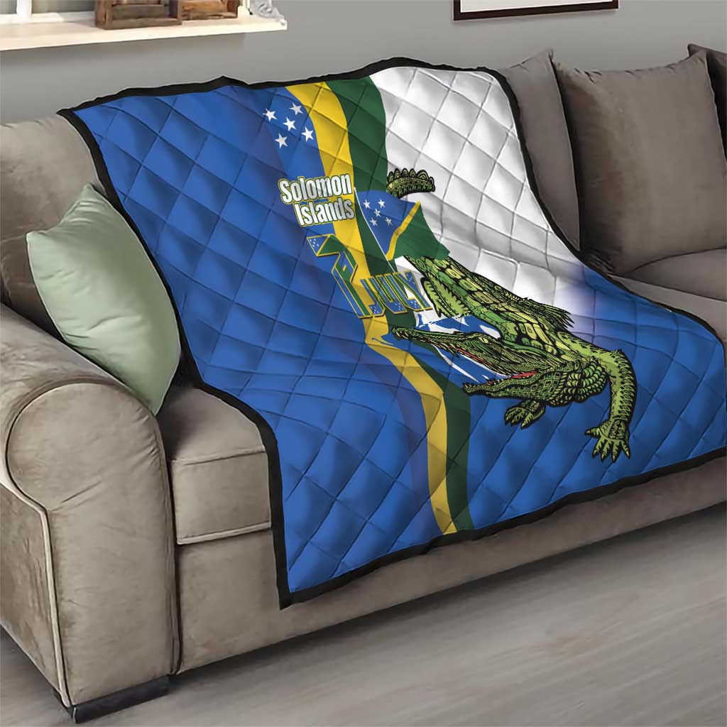 Solomon Islands Independence Day Quilt Happy 7 July Crocodile Flag Style LT14 - Polynesian Pride