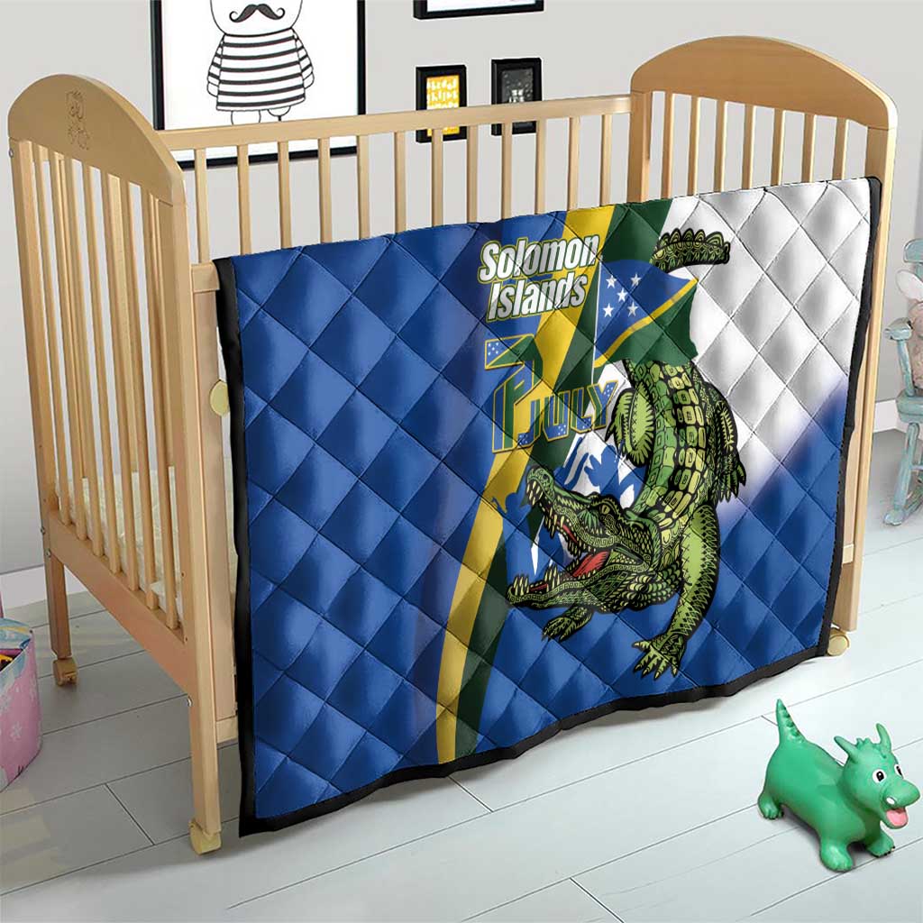 Solomon Islands Independence Day Quilt Happy 7 July Crocodile Flag Style LT14 - Polynesian Pride