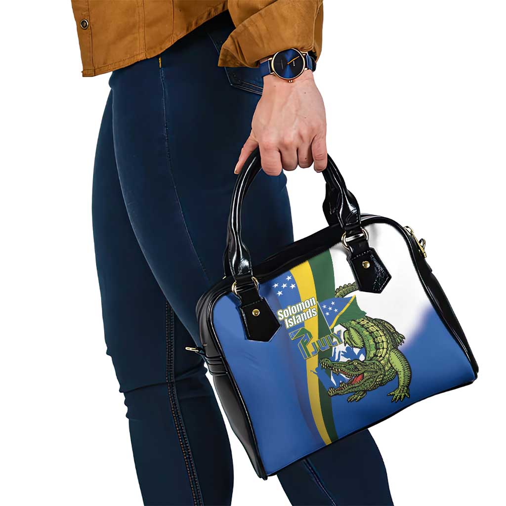 Solomon Islands Independence Day Shoulder Handbag Happy 7 July Crocodile Flag Style LT14 - Polynesian Pride