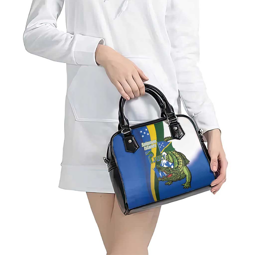 Solomon Islands Independence Day Shoulder Handbag Happy 7 July Crocodile Flag Style LT14 - Polynesian Pride