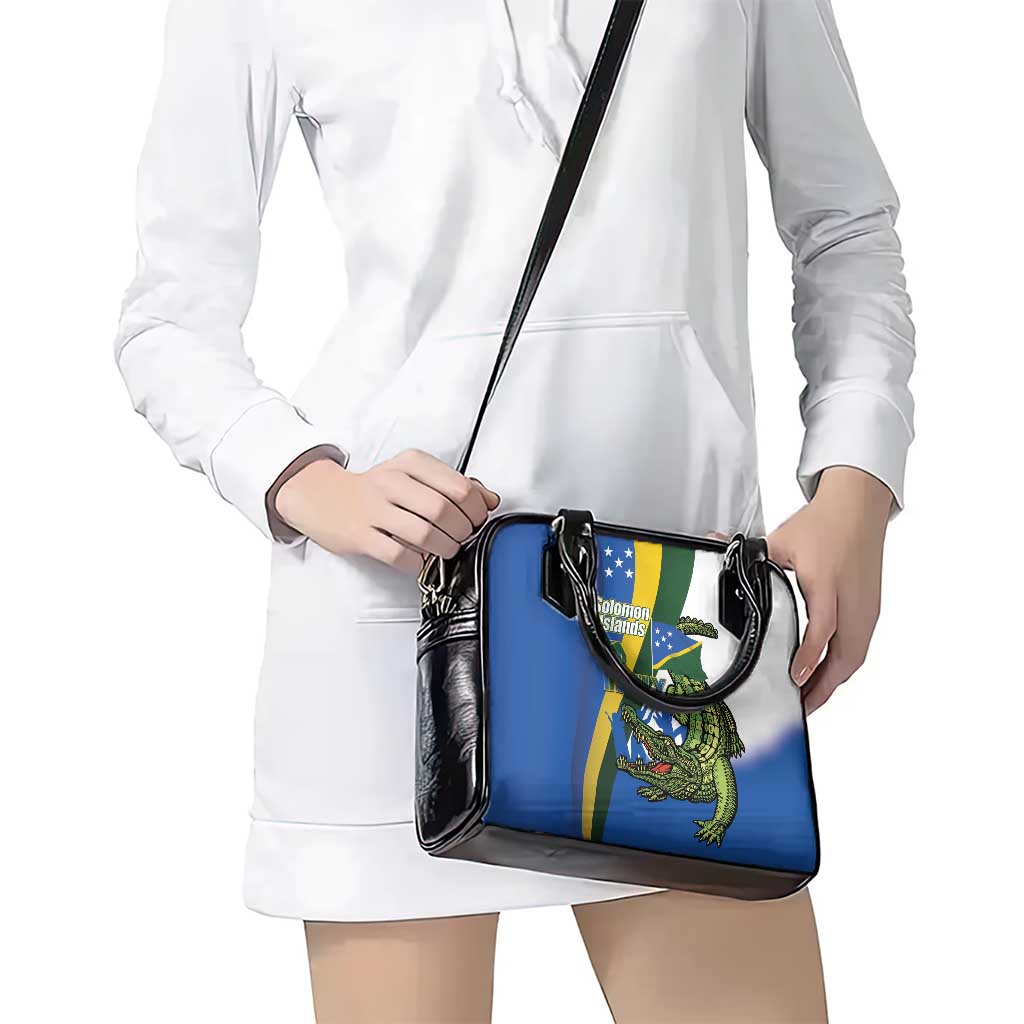 Solomon Islands Independence Day Shoulder Handbag Happy 7 July Crocodile Flag Style LT14 - Polynesian Pride
