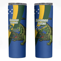 Solomon Islands Independence Day Skinny Tumbler Happy 7 July Crocodile Flag Style LT14 Blue - Polynesian Pride