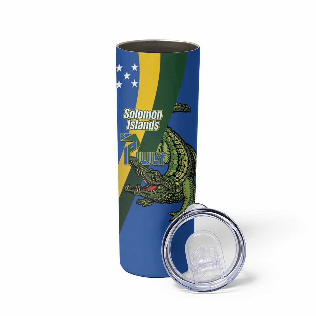 Solomon Islands Independence Day Skinny Tumbler Happy 7 July Crocodile Flag Style LT14 - Polynesian Pride