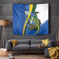 Solomon Islands Independence Day Tapestry Happy 7 July Crocodile Flag Style LT14 Blue - Polynesian Pride