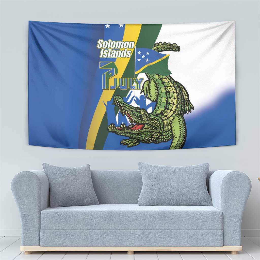 Solomon Islands Independence Day Tapestry Happy 7 July Crocodile Flag Style LT14 - Polynesian Pride