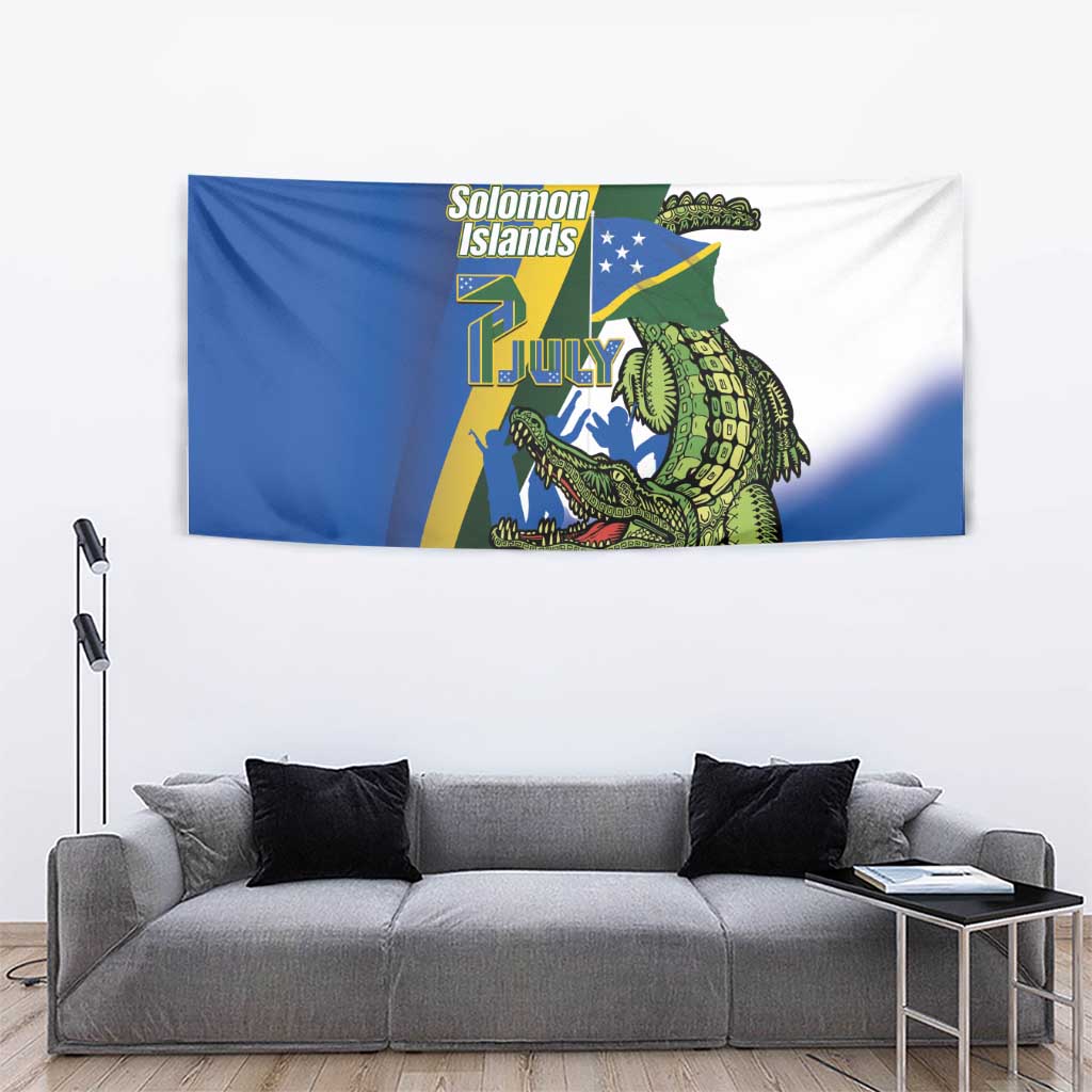 Solomon Islands Independence Day Tapestry Happy 7 July Crocodile Flag Style LT14 - Polynesian Pride