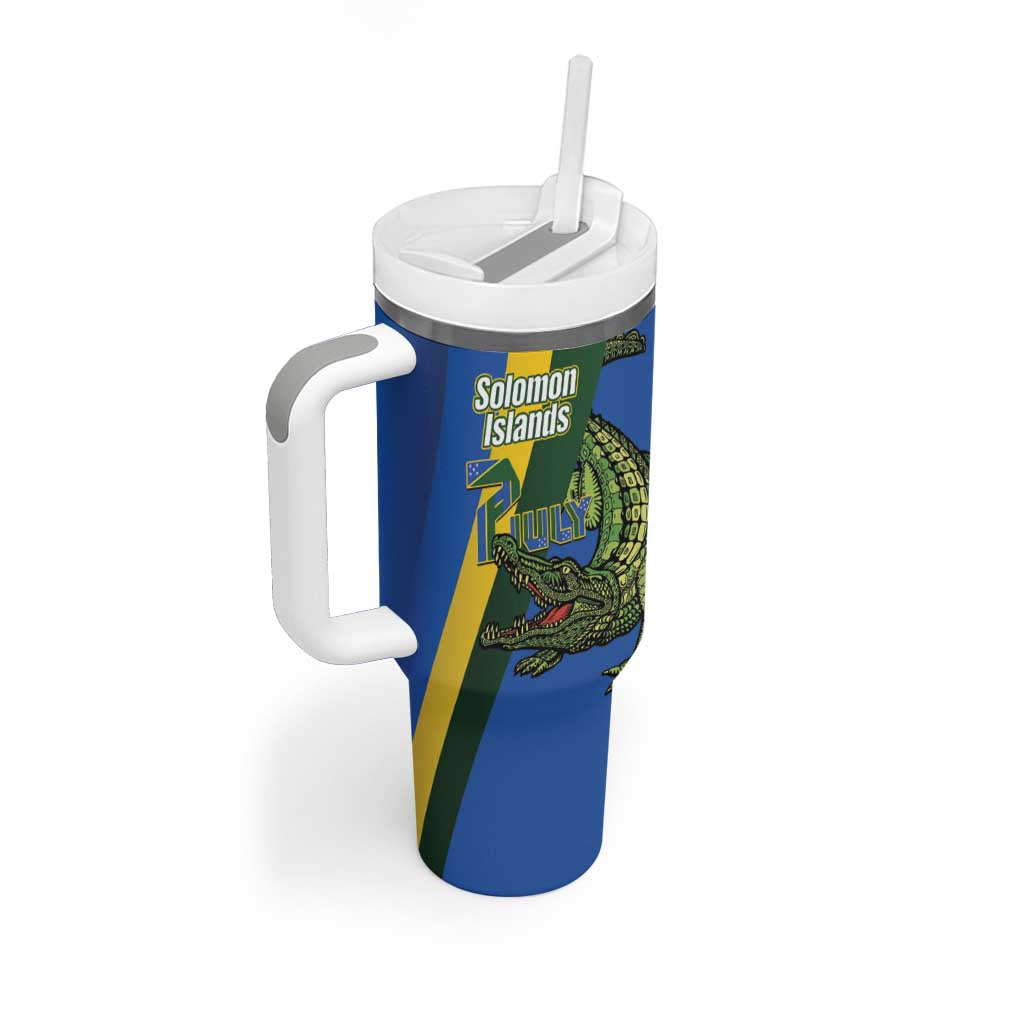Solomon Islands Independence Day Tumbler With Handle Happy 7 July Crocodile Flag Style LT14 - Polynesian Pride