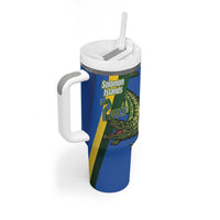 Solomon Islands Independence Day Tumbler With Handle Happy 7 July Crocodile Flag Style LT14 - Polynesian Pride