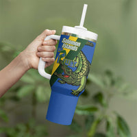 Solomon Islands Independence Day Tumbler With Handle Happy 7 July Crocodile Flag Style LT14 - Polynesian Pride