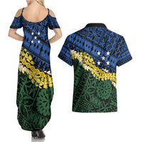 Halo Olaketa Solomon Islands Tapa Pattern Couples Matching Summer Maxi Dress and Hawaiian Shirt LT14 - Polynesian Pride