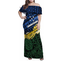 Halo Olaketa Solomon Islands Tapa Pattern Family Matching Off Shoulder Maxi Dress and Hawaiian Shirt