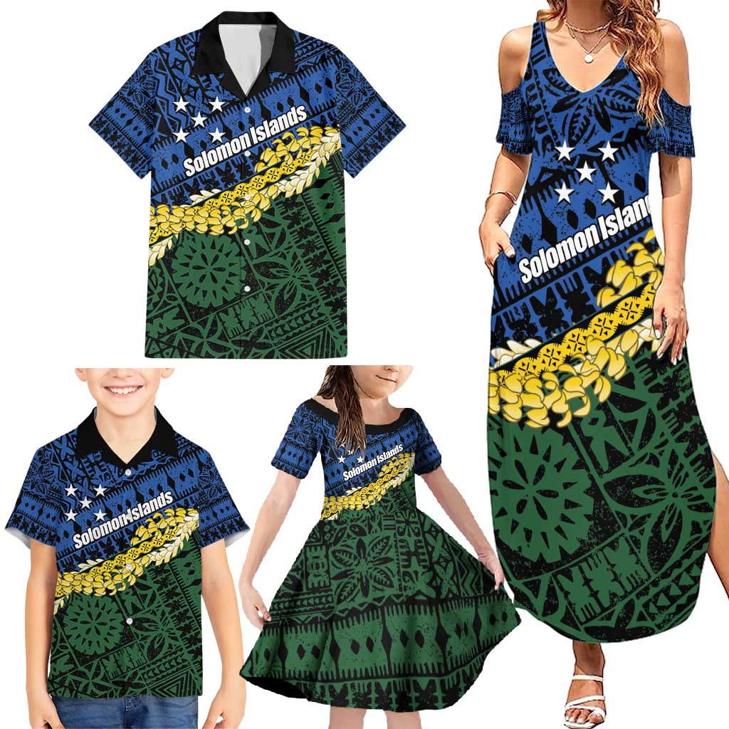 Halo Olaketa Solomon Islands Tapa Pattern Family Matching Summer Maxi Dress and Hawaiian Shirt LT14 - Polynesian Pride