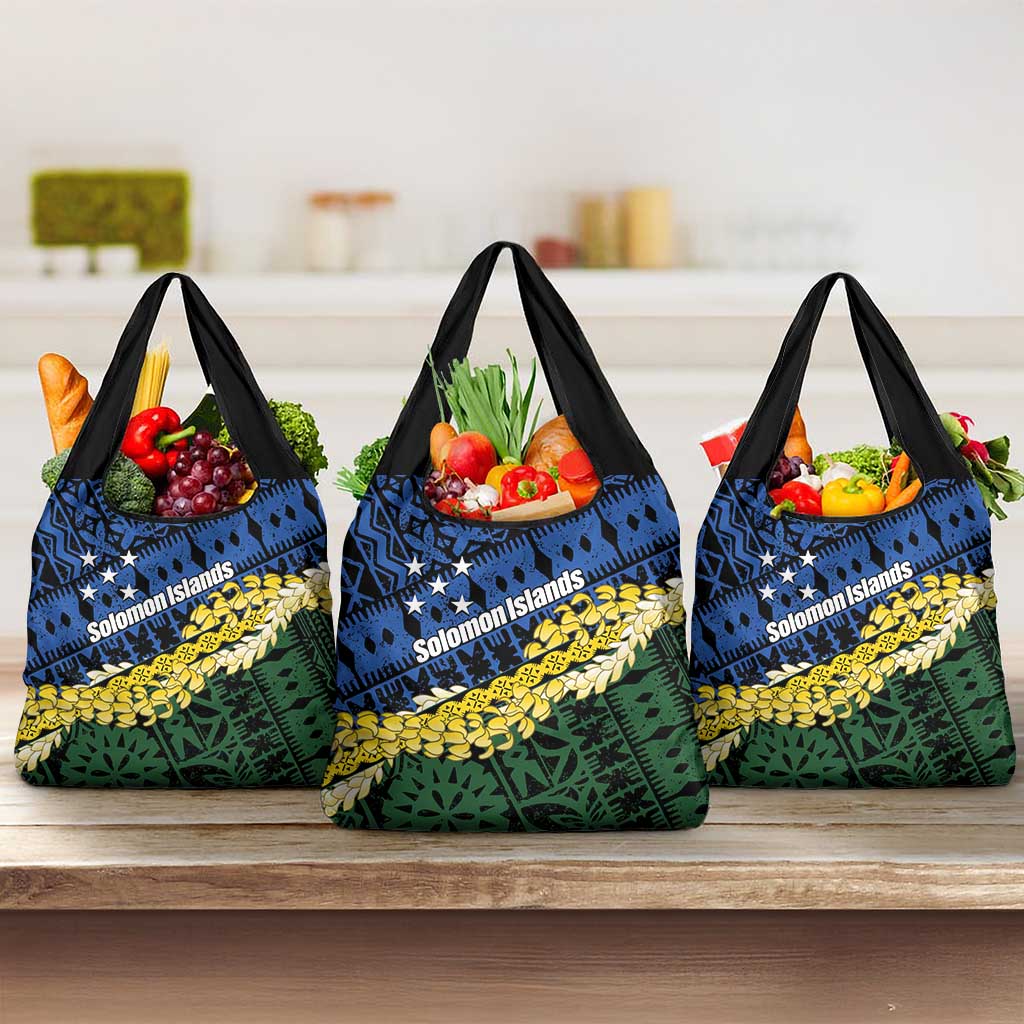 Halo Olaketa Solomon Islands Tapa Pattern Grocery Bag LT14 3-pack One Size Blue - Polynesian Pride