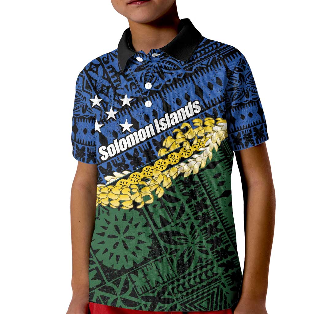 Halo Olaketa Solomon Islands Tapa Pattern Kid Polo Shirt LT14 Kid Blue - Polynesian Pride