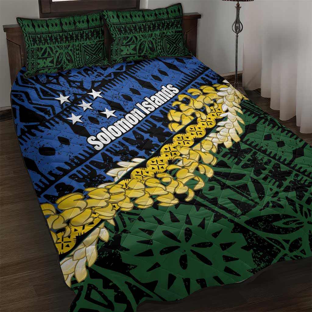 Halo Olaketa Solomon Islands Tapa Pattern Quilt Bed Set LT14 Blue - Polynesian Pride