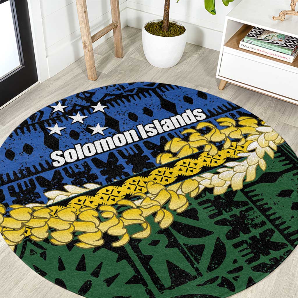 Halo Olaketa Solomon Islands Tapa Pattern Round Carpet LT14 Blue - Polynesian Pride