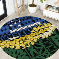 Halo Olaketa Solomon Islands Tapa Pattern Round Carpet LT14 Blue - Polynesian Pride
