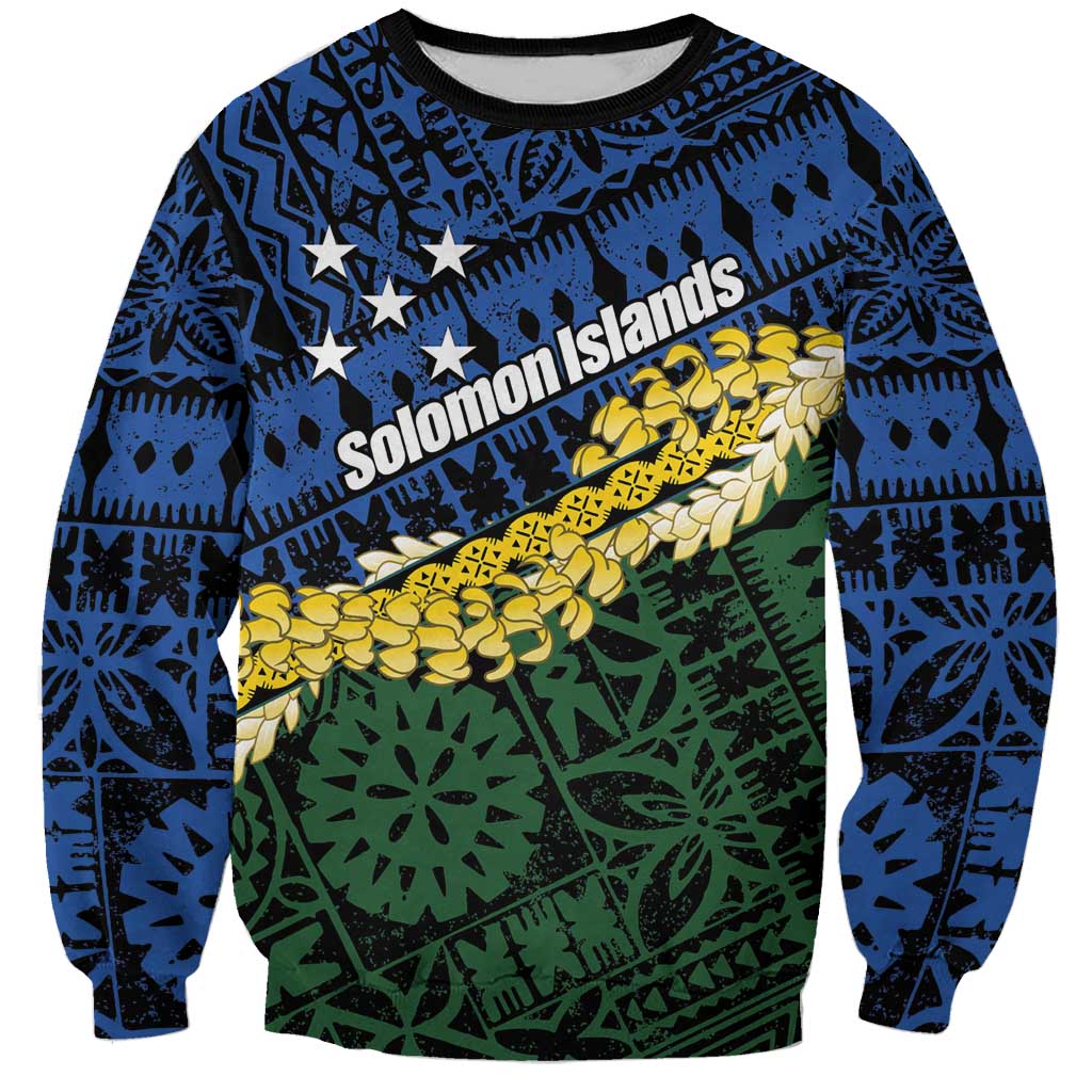 Halo Olaketa Solomon Islands Tapa Pattern Sweatshirt LT14 Unisex Blue - Polynesian Pride