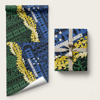 Halo Olaketa Solomon Islands Tapa Pattern Wrapping Paper LT14 58" × 23" Blue - Polynesian Pride