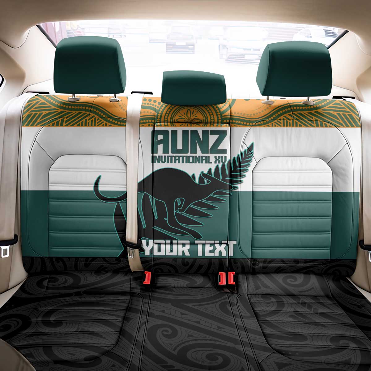 AUNZ Rugby Custom Back Car Seat Cover Australia Kangaroo New Zealand Silver Fern - Polynesian Pride