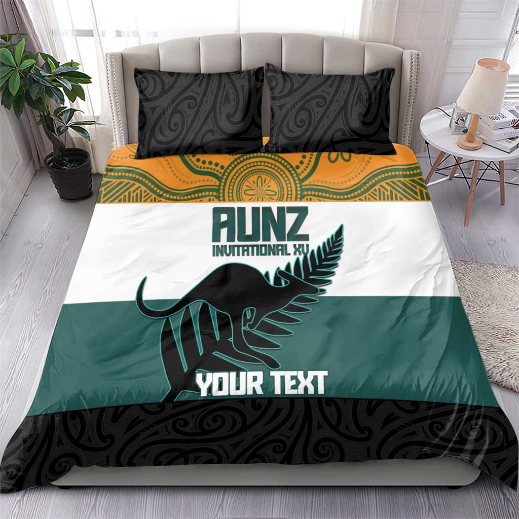 AUNZ Rugby Custom Bedding Set Australia Kangaroo New Zealand Silver Fern - Polynesian Pride