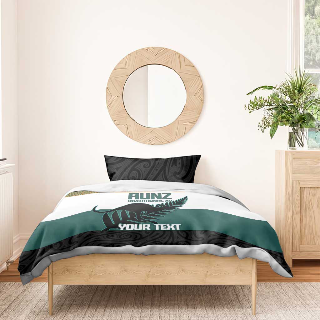 AUNZ Rugby Custom Bedding Set Australia Kangaroo New Zealand Silver Fern - Polynesian Pride