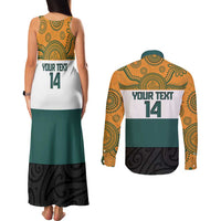 AUNZ Rugby Custom Couples Matching Tank Maxi Dress and Long Sleeve Button Shirt Australia Kangaroo New Zealand Silver Fern - Polynesian Pride