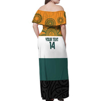 AUNZ Rugby Custom Family Matching Off Shoulder Maxi Dress and Hawaiian Shirt Australia Kangaroo New Zealand Silver Fern - Polynesian Pride