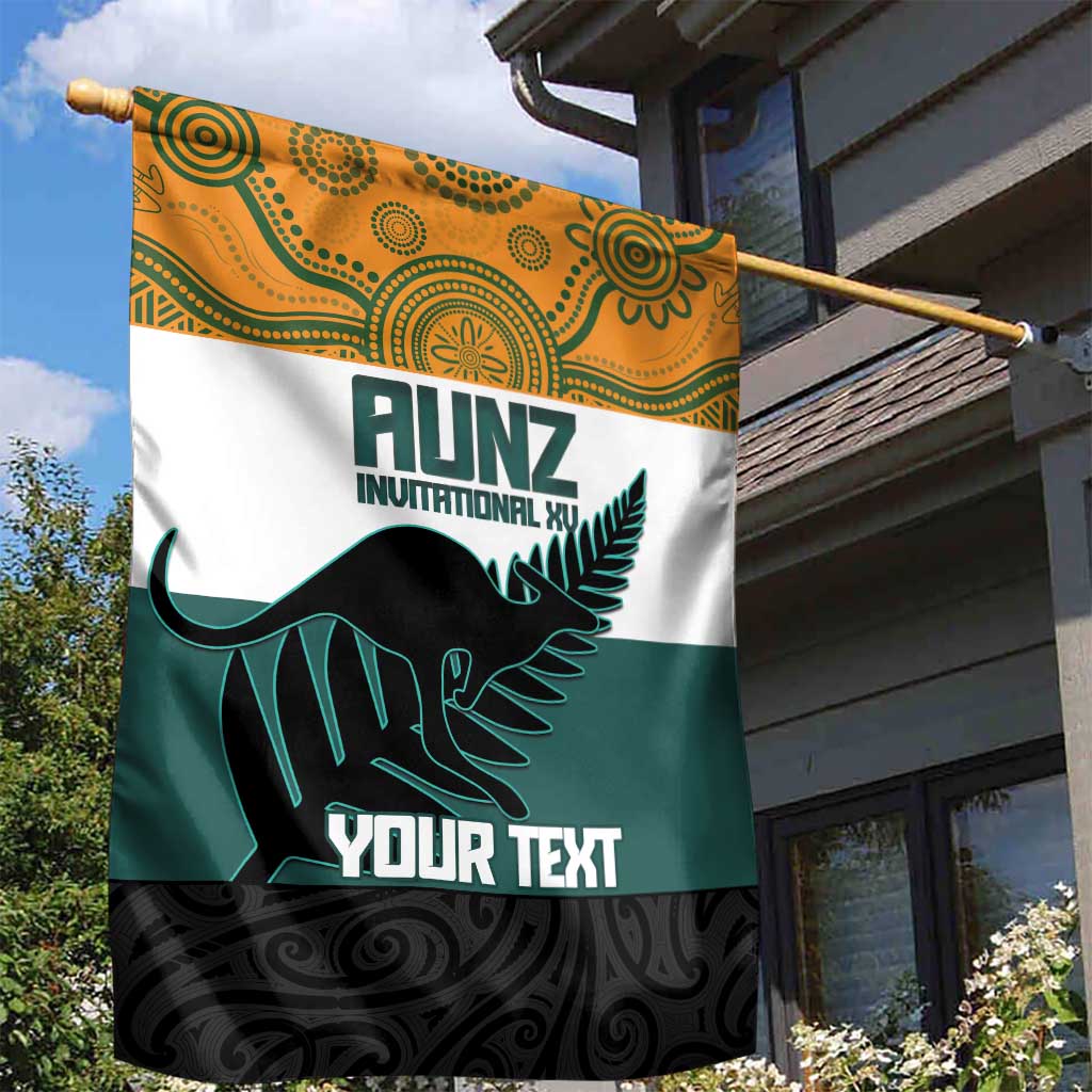 AUNZ Rugby Custom Garden Flag Australia Kangaroo New Zealand Silver Fern - Polynesian Pride