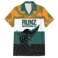 AUNZ Rugby Custom Hawaiian Shirt Australia Kangaroo New Zealand Silver Fern LT14 Yellow - Polynesian Pride