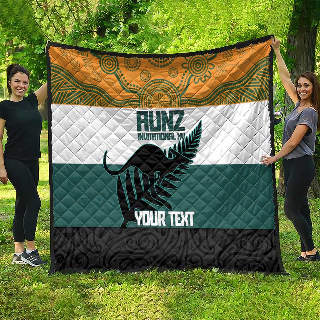 AUNZ Rugby Custom Quilt Australia Kangaroo New Zealand Silver Fern - Polynesian Pride