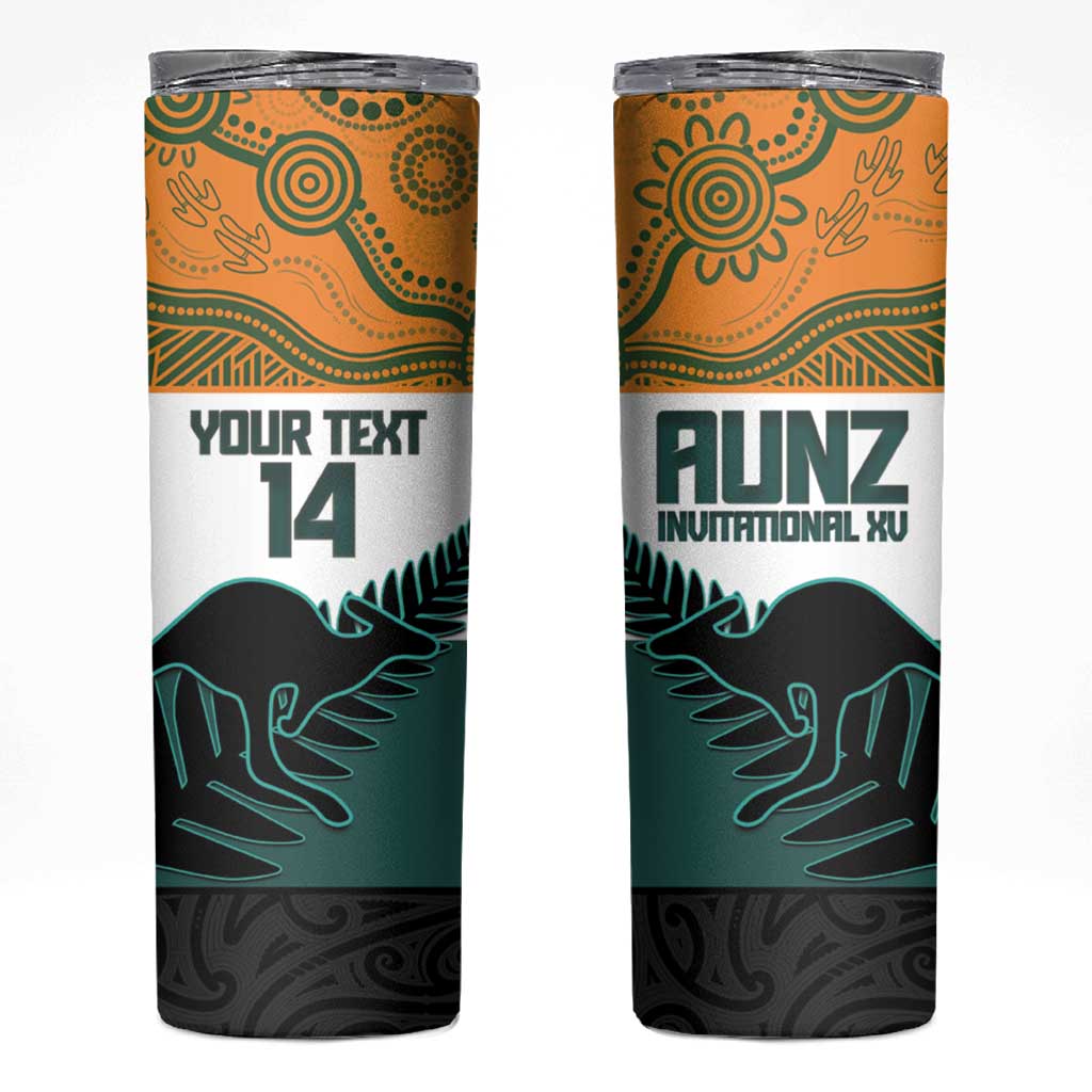 AUNZ Rugby Custom Skinny Tumbler Australia Kangaroo New Zealand Silver Fern LT14 Yellow - Polynesian Pride