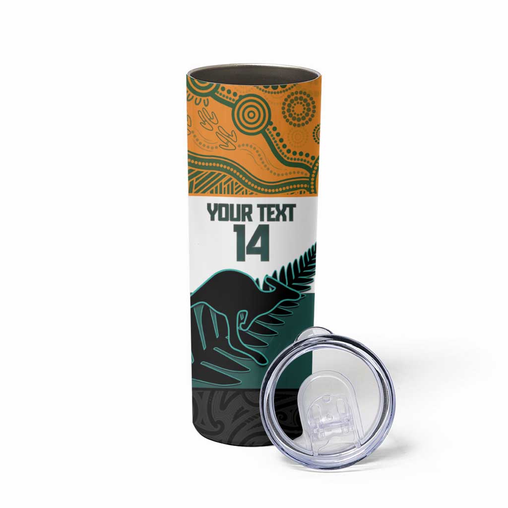 AUNZ Rugby Custom Skinny Tumbler Australia Kangaroo New Zealand Silver Fern LT14 - Polynesian Pride
