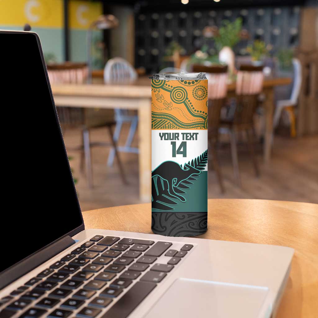 AUNZ Rugby Custom Skinny Tumbler Australia Kangaroo New Zealand Silver Fern LT14 - Polynesian Pride