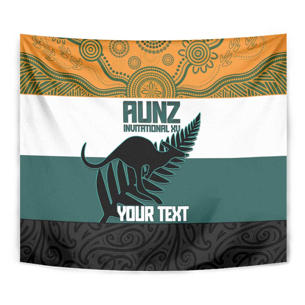 AUNZ Rugby Custom Tapestry Australia Kangaroo New Zealand Silver Fern - Polynesian Pride
