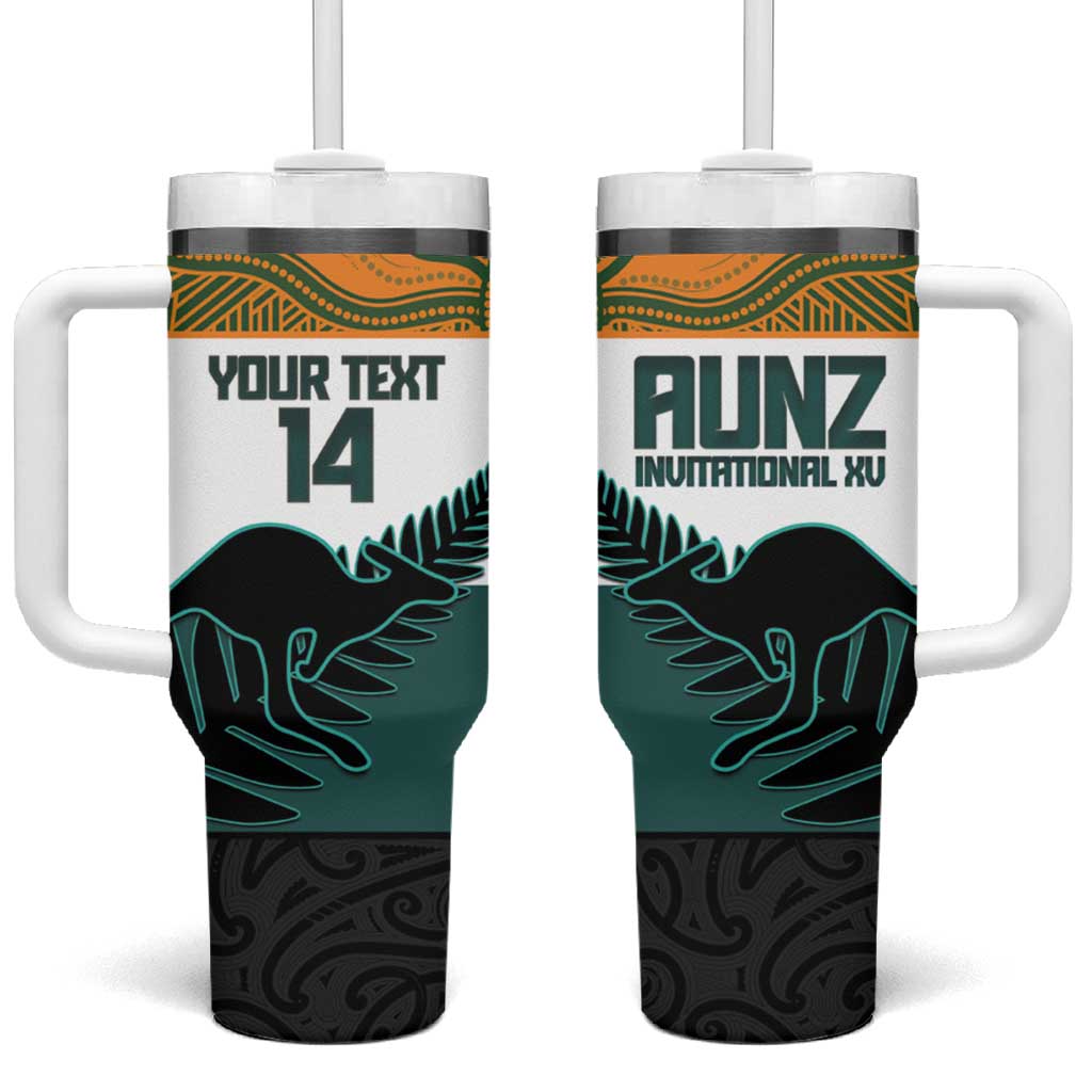 AUNZ Rugby Custom Tumbler With Handle Australia Kangaroo New Zealand Silver Fern - Polynesian Pride