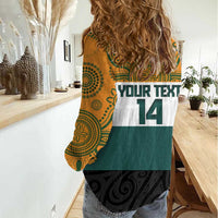 AUNZ Rugby Custom Women Casual Shirt Australia Kangaroo New Zealand Silver Fern LT14 - Polynesian Pride