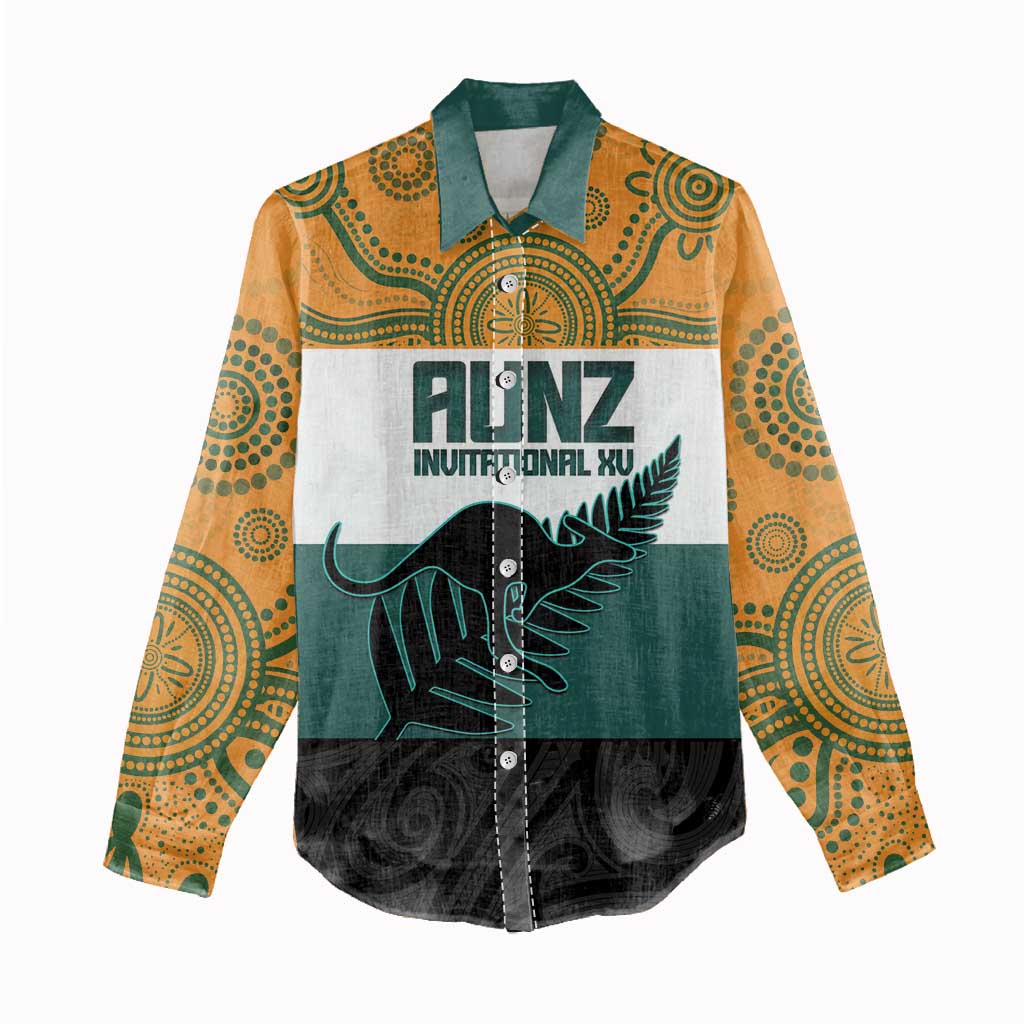 AUNZ Rugby Custom Women Casual Shirt Australia Kangaroo New Zealand Silver Fern LT14 - Polynesian Pride