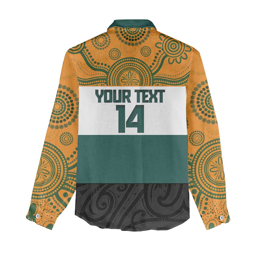 AUNZ Rugby Custom Women Casual Shirt Australia Kangaroo New Zealand Silver Fern LT14 - Polynesian Pride
