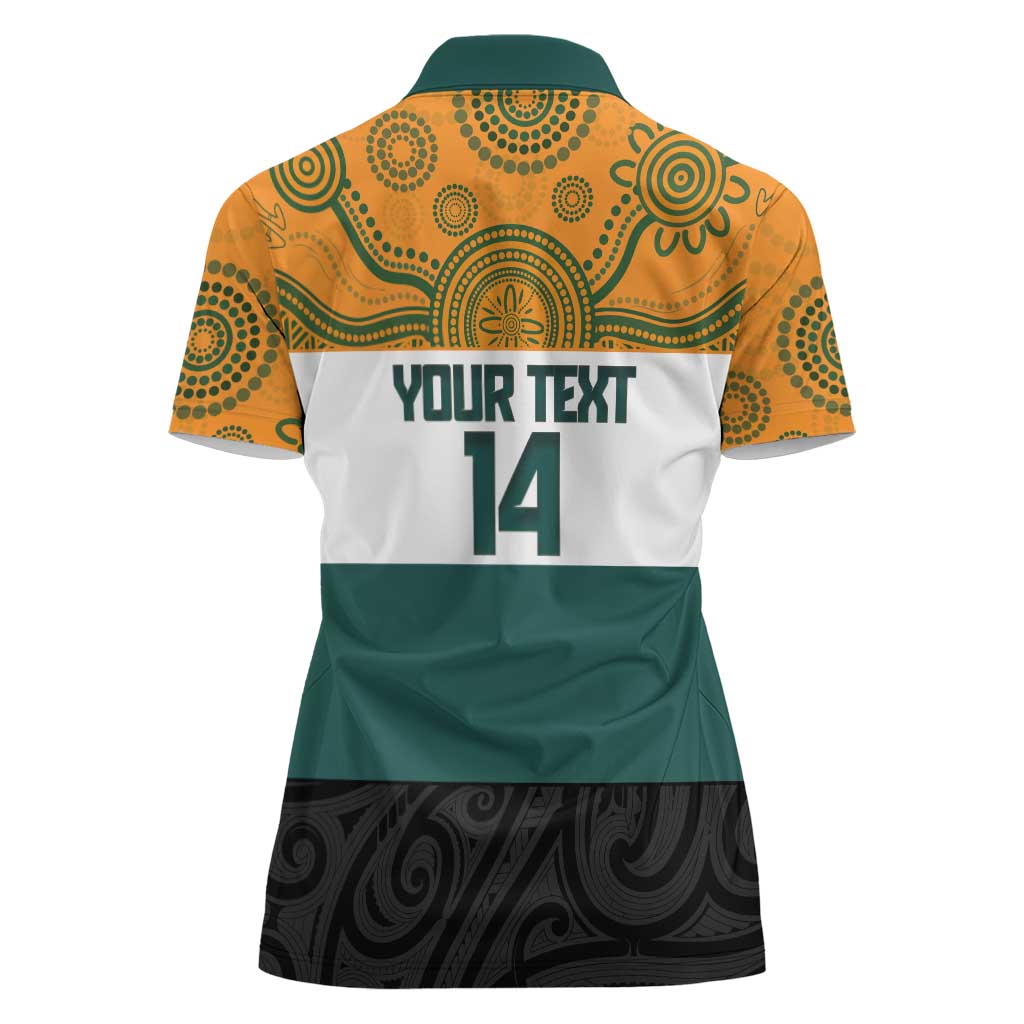AUNZ Rugby Custom Women Polo Shirt Australia Kangaroo New Zealand Silver Fern - Polynesian Pride