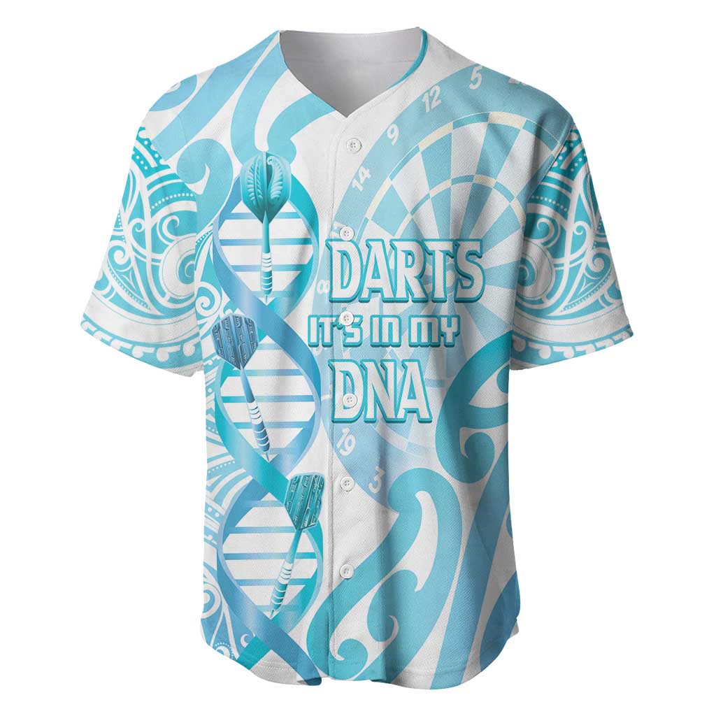 Personalised New Zealand Darts Baseball Jersey Aotearoa Maori Its In My DNA White - Polynesian Pride