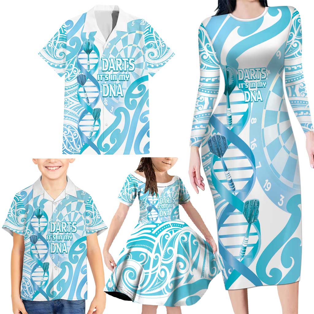 Personalised New Zealand Darts Family Matching Long Sleeve Bodycon Dress and Hawaiian Shirt Aotearoa Maori Its In My DNA White - Polynesian Pride