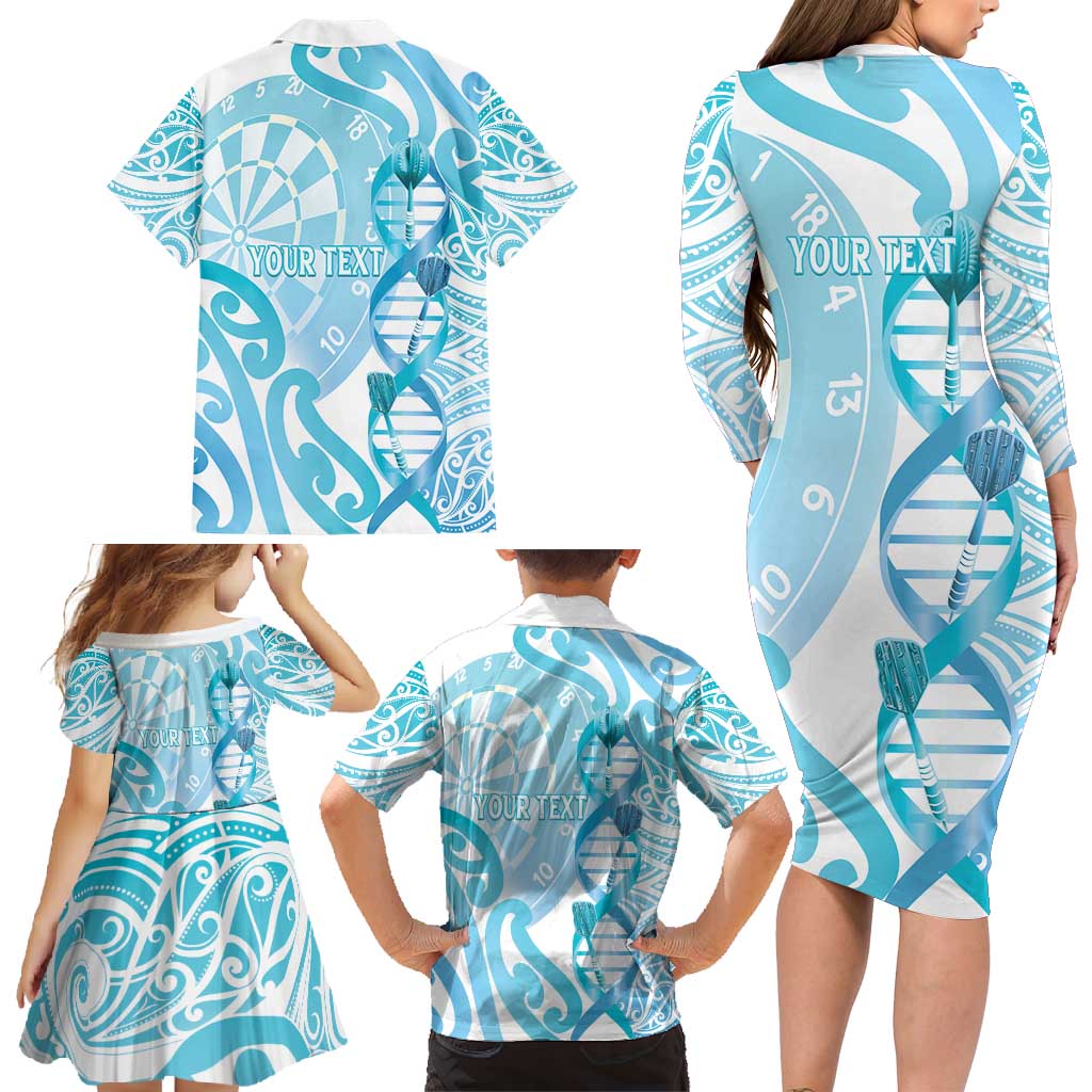 Personalised New Zealand Darts Family Matching Long Sleeve Bodycon Dress and Hawaiian Shirt Aotearoa Maori Its In My DNA White - Polynesian Pride