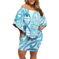 Personalised New Zealand Darts Family Matching Off Shoulder Short Dress and Hawaiian Shirt Aotearoa Maori Its In My DNA White - Polynesian Pride