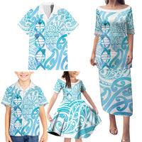 Personalised New Zealand Darts Family Matching Puletasi and Hawaiian Shirt Aotearoa Maori Its In My DNA White - Polynesian Pride