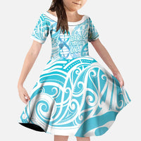 Personalised New Zealand Darts Family Matching Short Sleeve Bodycon Dress and Hawaiian Shirt Aotearoa Maori Its In My DNA White - Polynesian Pride