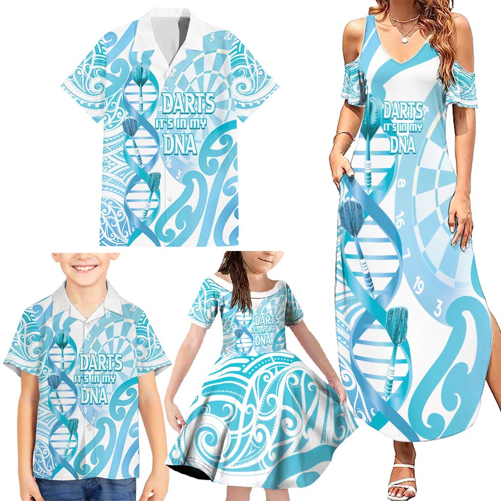 Personalised New Zealand Darts Family Matching Summer Maxi Dress and Hawaiian Shirt Aotearoa Maori Its In My DNA White - Polynesian Pride