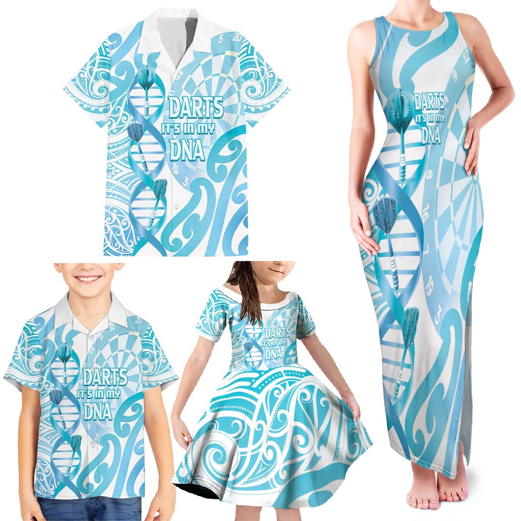 Personalised New Zealand Darts Family Matching Tank Maxi Dress and Hawaiian Shirt Aotearoa Maori Its In My DNA White - Polynesian Pride